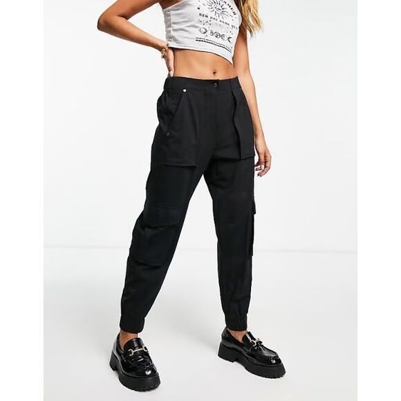 NWT AllSaints Black Freda Jersey Trousers - US 4 - Picture 1 of 11